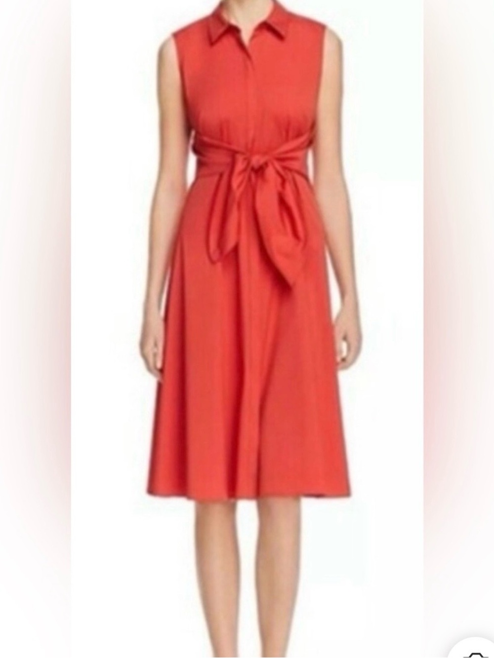 Lafayette 148 Red Sleeveless Tie-Front Mariel Dress Size Medium